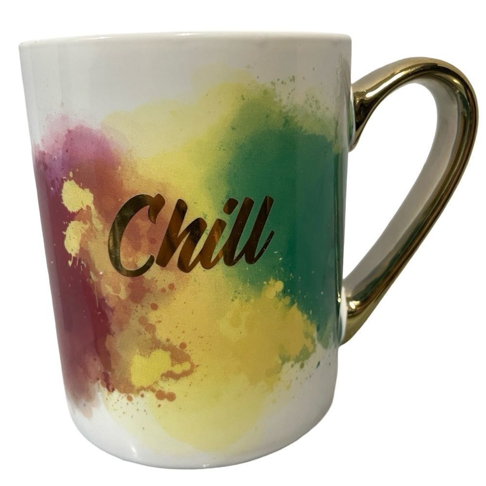 Vibrant Red and Yellow Mug with Metallic Elegance